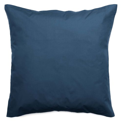 Taie D'oreiller Volants Plats 65x65 Cm Percale Manoir Bleu Marine