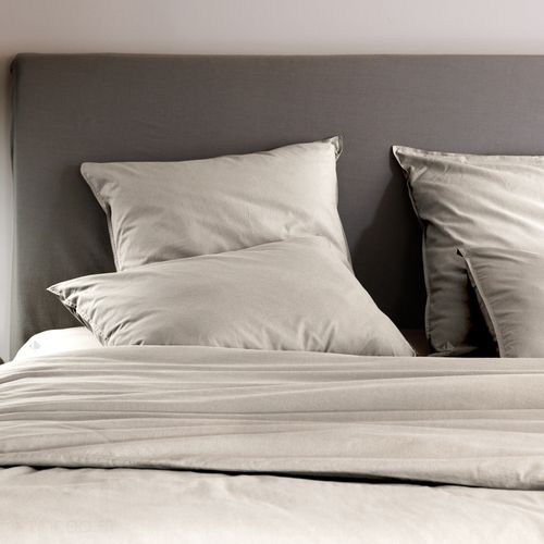 Drap Housse Palace Pur Coton Lavé 200x200 Cm Bonnet 35 Cm Uni Gris Lin