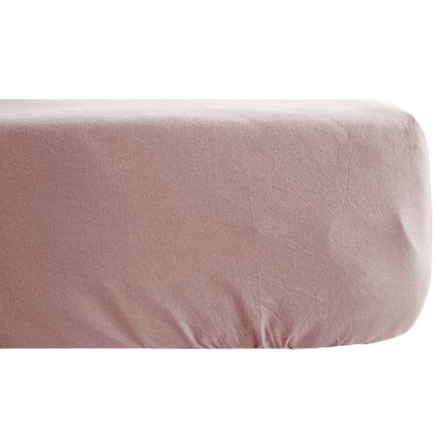 Drap Housse Palace Pur Coton Lavé 90x190 Cm Bonnet 30 Cm Uni Rose