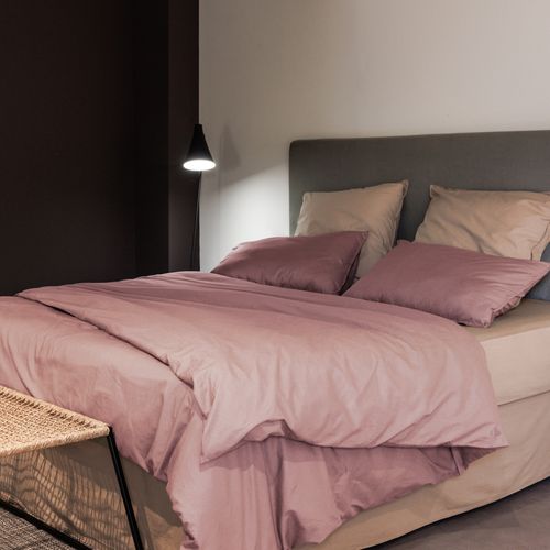 Drap Housse Palace Pur Coton Lavé 90x190 Cm Bonnet 30 Cm Uni Rose