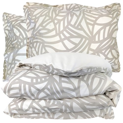 Parure 260x240 Cm 50x70 Cm Coton Serena Beige Écru 3 Pièces