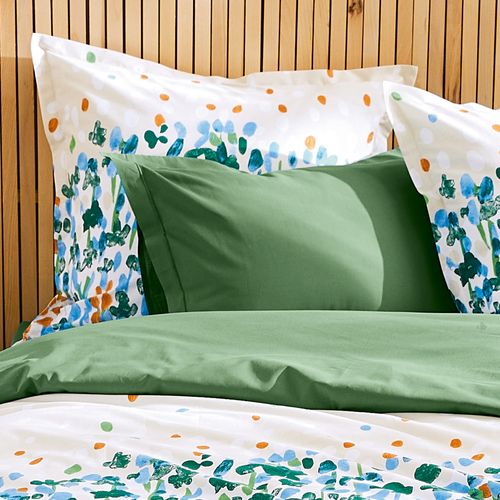 Parure 260x240 Cm 50x70 Cm Coton Évasion Blanc Vert 3 Pièces