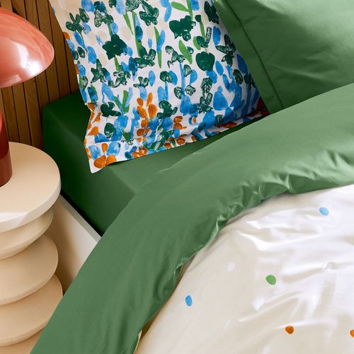 Drap Housse 90x200 Cm Bonnet 30 Coton Évasion Vert Fougère