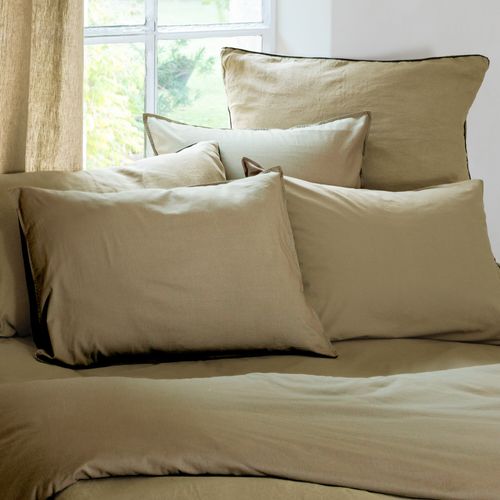 Drap Housse Palace Pur Coton Lavé 140x190 Cm Bonnet 35 Cm Uni Marron Camel