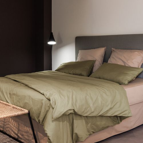 Drap Housse Palace Pur Coton Lavé 140x190 Cm Bonnet 35 Cm Uni Marron Camel