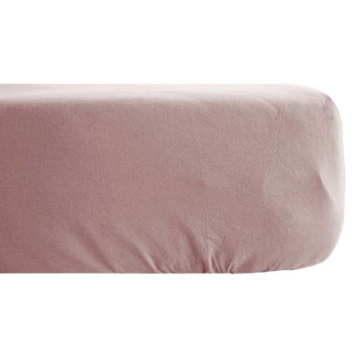 Drap Housse Palace Pur Coton Lavé 140x190 Cm Bonnet 35 Cm Uni Rose