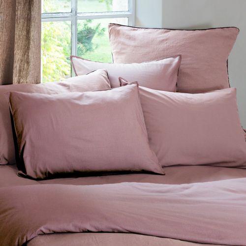 Drap Housse Palace Pur Coton Lavé 160x200 Cm Bonnet 35 Cm Uni Rose