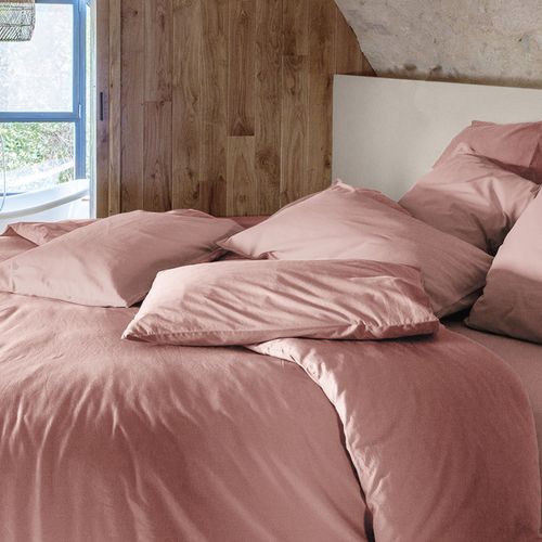 Drap Housse Palace Pur Coton Lavé 160x200 Cm Bonnet 35 Cm Uni Rose