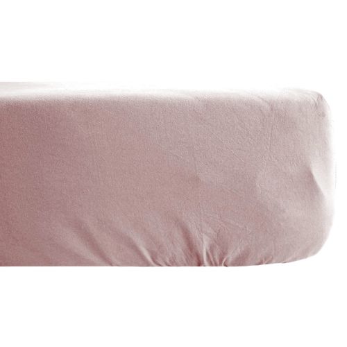 Drap Housse Palace Pur Coton Lavé 160x200 Cm Bonnet 35 Cm Uni Rose