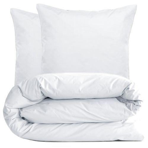 Parure De Lit 200x200 Cm Set 65x65 Cm Percale Manoir Blanc Neige