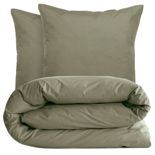 Parure De Lit 200x200 Cm Set 65x65 Cm Percale Manoir Vert Mousse