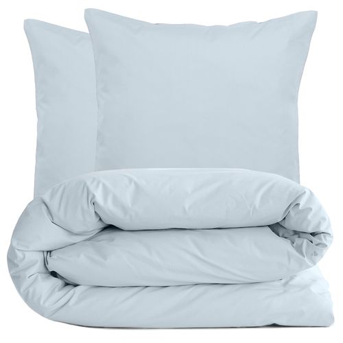 Parure De Lit 200x200 Cm Set 65x65 Cm Percale Manoir Bleu Glacier