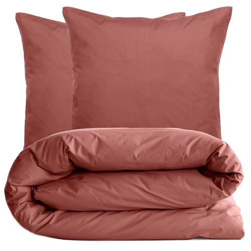 Parure De Lit 200x200 Cm Set 65x65 Cm Percale Manoir Rose Pêche