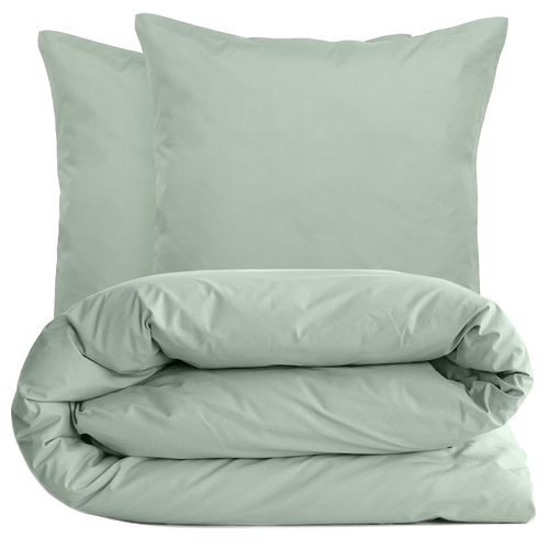 Parure De Lit 260x240 Cm Set 65x65 Cm Percale Manoir Vert Lichen