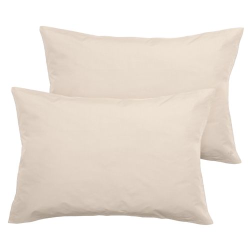 Parure De Lit 200x200 Cm Set 50x70 Cm Percale Manoir Blanc Naturel