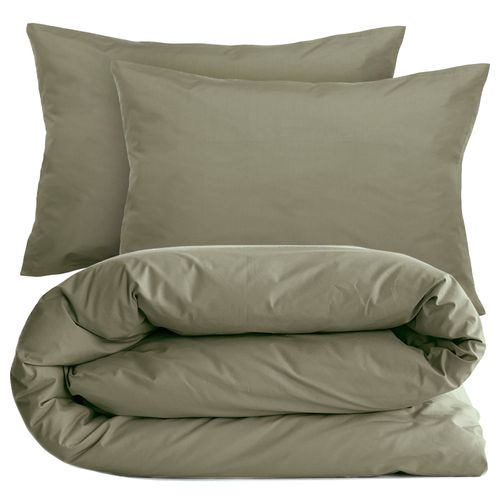 Parure De Lit 260x240 Cm Set 50x70 Cm Percale Manoir Vert Mousse