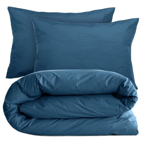 Parure De Lit 260x240 Cm Set 50x70 Cm Percale Manoir Bleu Marine