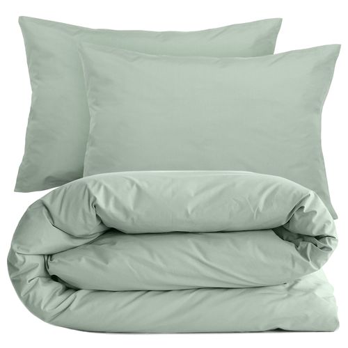 Parure De Lit 260x240 Cm Set 50x70 Cm Percale Manoir Vert Lichen