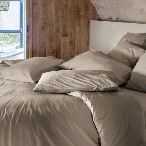 Housse De Couette Palace Pur Coton Lavé 140x200 Cm Uni Marron Camel
