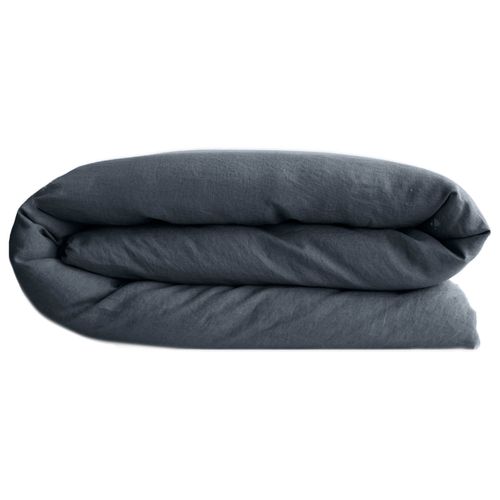 Housse De Couette Palace Pur Coton Lavé 140x200 Cm Uni Noir Granit