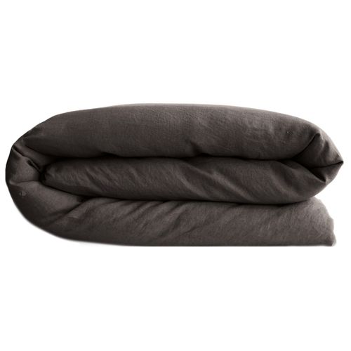 Housse De Couette Palace Pur Coton Lavé 240x220 Cm Uni Marron Café