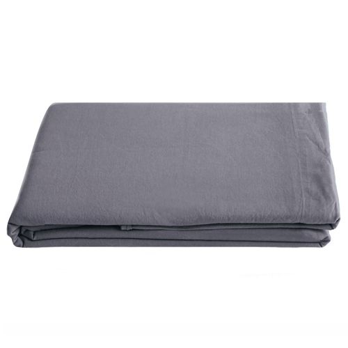 Drap Plat Palace Pur Coton Lavé 240x290 Cm Uni Gris Brume