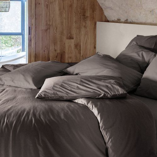 Drap Plat Palace Pur Coton Lavé 240x290 Cm Uni Marron Café