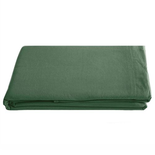 Drap Plat Palace Pur Coton Lavé 240x290 Cm Uni Vert Cedre