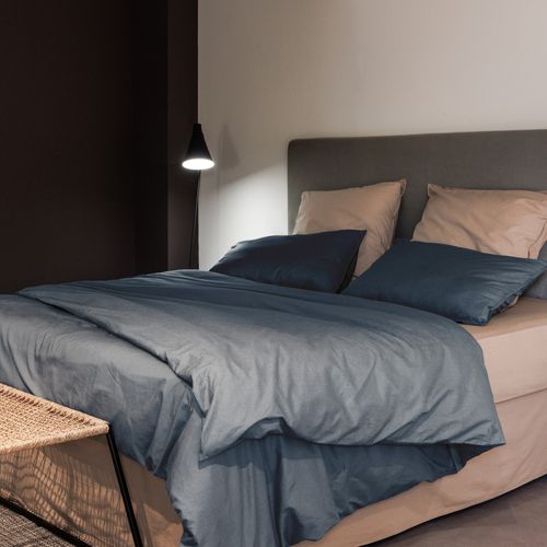 Drap Plat Palace Pur Coton Lavé 240x290 Cm Uni Noir Granit