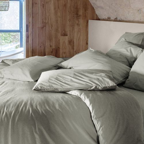 Drap Plat Palace Pur Coton Lavé 240x290 Cm Uni Vert Laurier