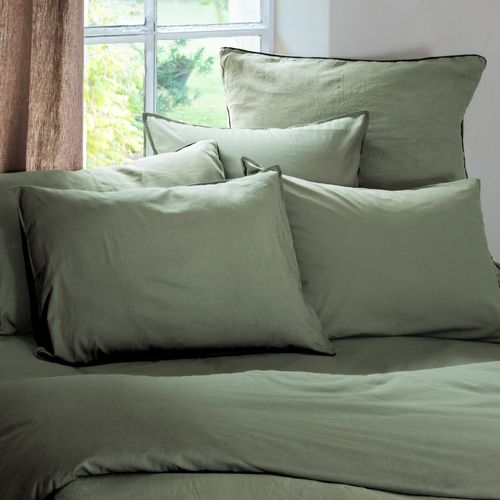 Drap Plat Palace Pur Coton Lavé 240x290 Cm Uni Vert Mousse