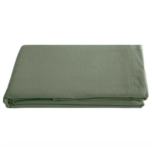Drap Plat Palace Pur Coton Lavé 240x290 Cm Uni Vert Mousse