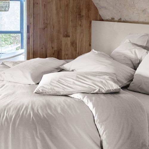 Drap Plat Palace Pur Coton Lavé 240x290 Cm Uni Beige Naturel