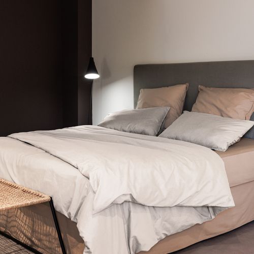 Drap Plat Palace Pur Coton Lavé 240x290 Cm Uni Beige Naturel