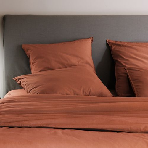 Drap Plat Palace Pur Coton Lavé 240x290 Cm Uni Marron Terre Cuite