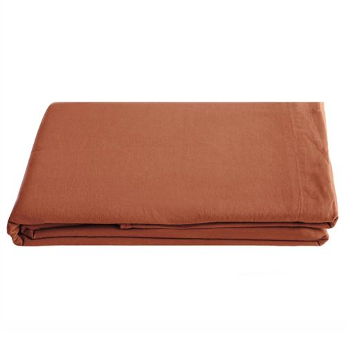 Drap Plat Palace Pur Coton Lavé 240x290 Cm Uni Marron Terre Cuite