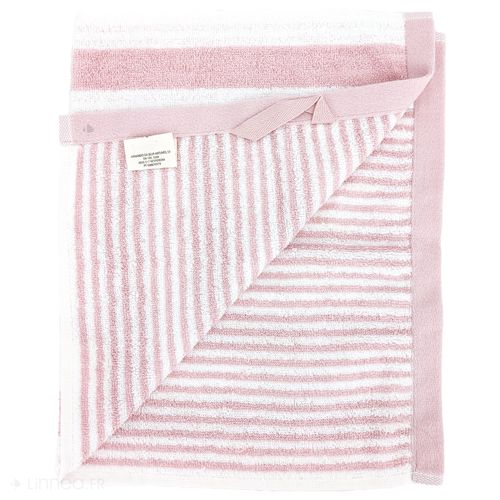 Parure De Bain Coton Collection Efficience Stripes 4 Pièces Rose Flamingo