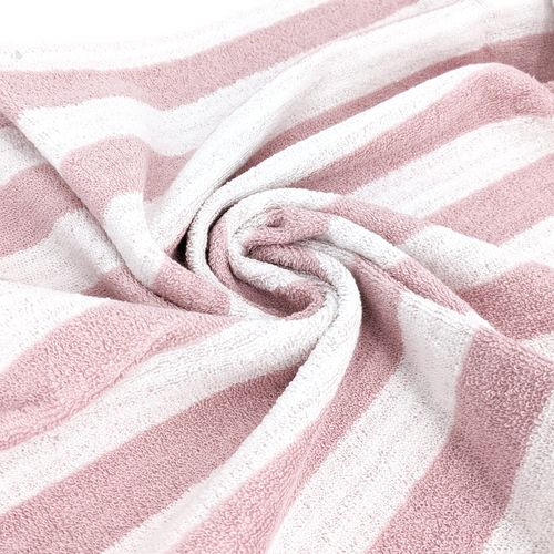 Parure De Bain Coton Collection Efficience Stripes 4 Pièces Rose Flamingo