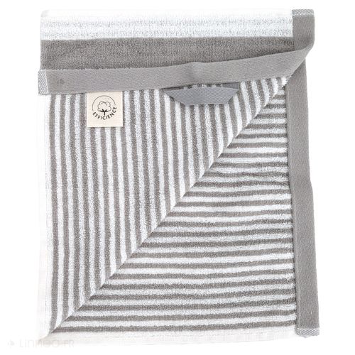 Parure De Bain Coton Collection Efficience Stripes 4 Pièces Gris Lunar