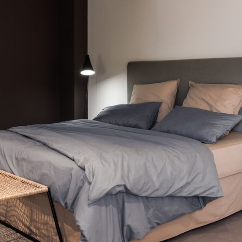 Taie D'oreiller Palace Pur Coton Lavé 65x65 Cm Uni Gris Acier