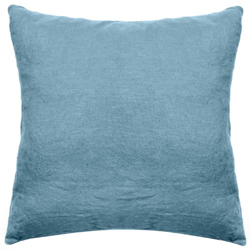Taie D'oreiller Palace Pur Coton Lavé 65x65 Cm Uni Bleu Topaze