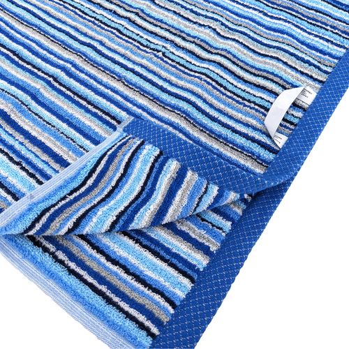 Lot De 2 Serviettes Invité Coton 500g/m2 Pure Stripes Ii Bleu