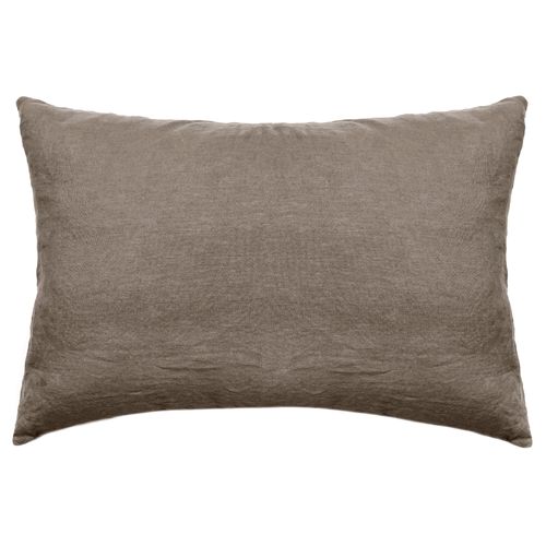 Taie D'oreiller Palace Pur Coton Lavé 50x70 Cm Uni Marron Tabac