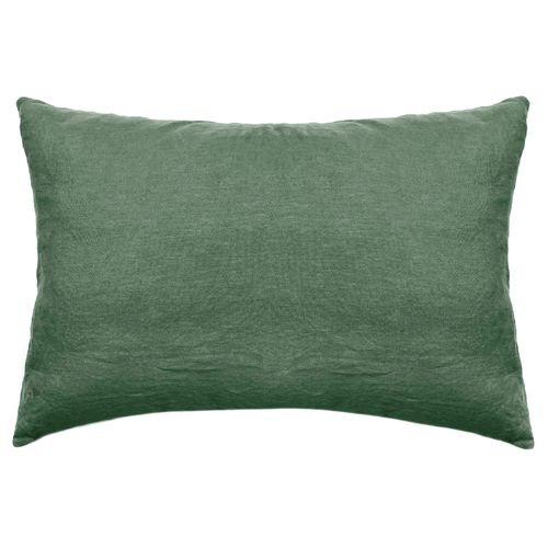 Taie D'oreiller Palace Pur Coton Lavé 50x70 Cm Uni Vert Cèdre