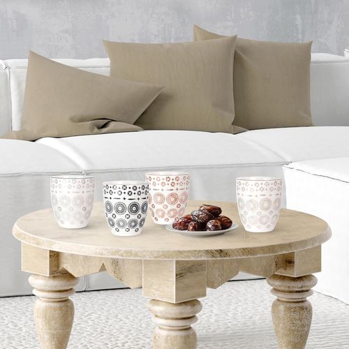 Coffret De 4 Tasses En Céramique 25cl Motif Mandala Collection Mirage