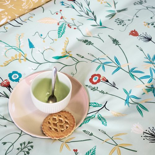 Parure De Lit Florissane 240x220 Cm 100% Polyester Microfibre Vert 3 Pièces