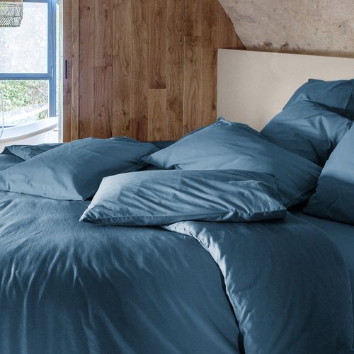 Taie De Traversin Palace Pur Coton Lavé 195x43 Cm Uni Bleu Marine