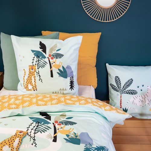 Parure De Lit Enfant Jungle Mania 140x200 Cm Microfibre Vert