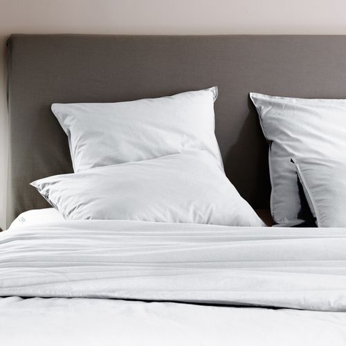 Parure De Lit 200x200 Cm Et 50x70 Cm Coton Lavé Palace Blanc Neige 3 Pièces