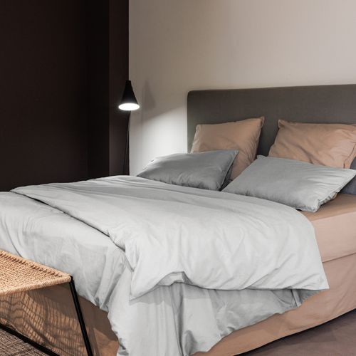 Parure De Lit 200x200 Cm Et 50x70 Cm Coton Lavé Palace Blanc Neige 3 Pièces